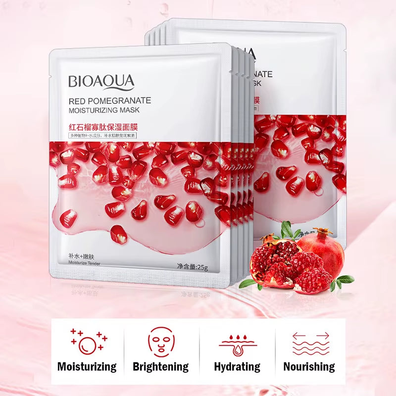 8Pcs BIOAQUA Fruit Facial Masks Moisturizing Hydrating Brightening Anti-Aging Face Mask Sheet Masks for Face Skin Care